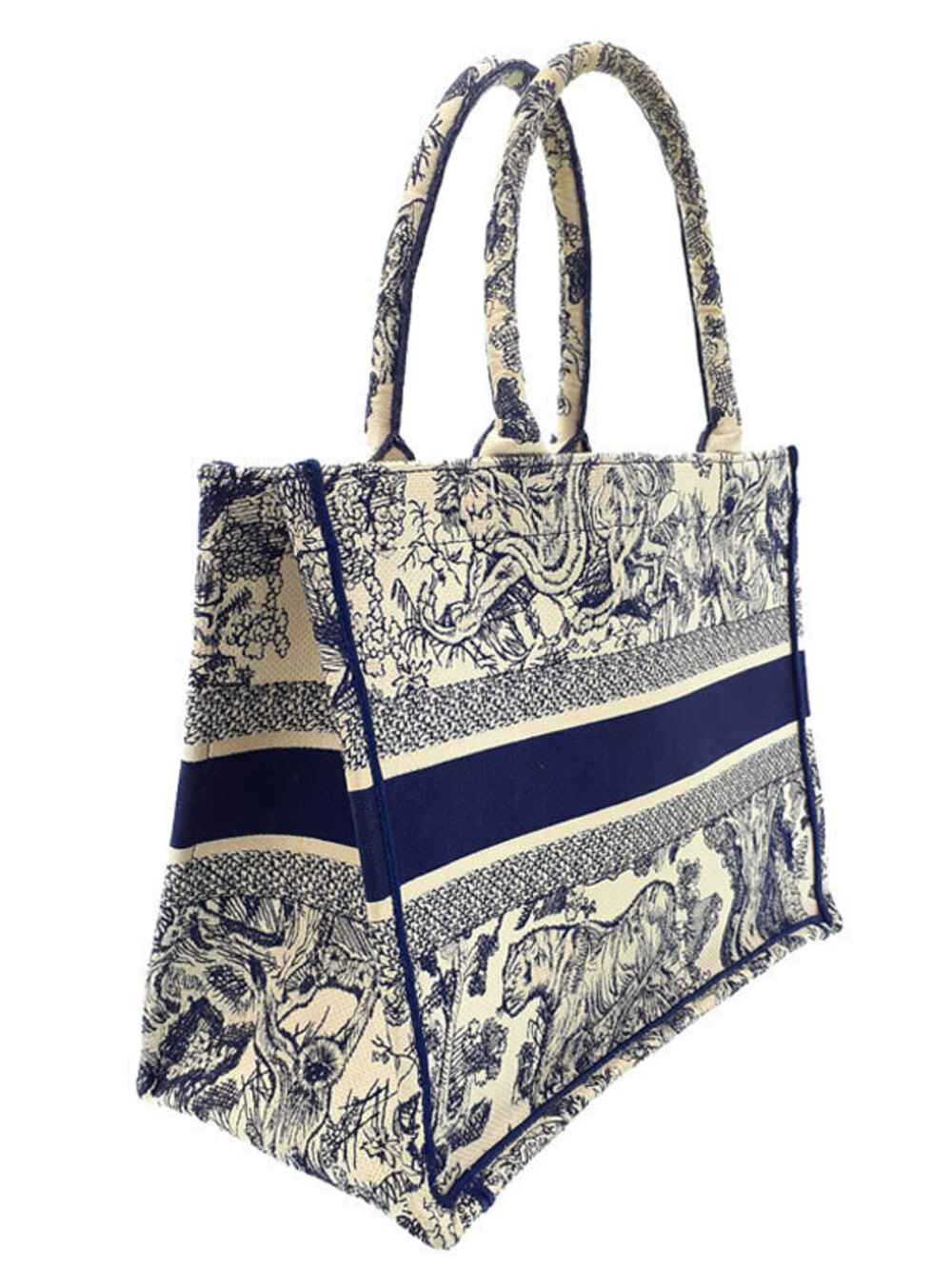 Dior Bag Tote Christian de Book Toile Embroidery Jouy Black